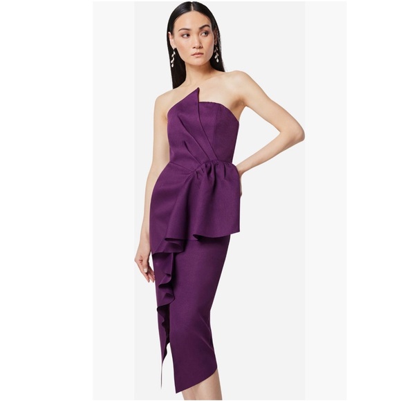 NEW Elliatt Reception Cascade Ruffle Strapless Dress in Purple, Size L $170 - Picture 15 of 15
